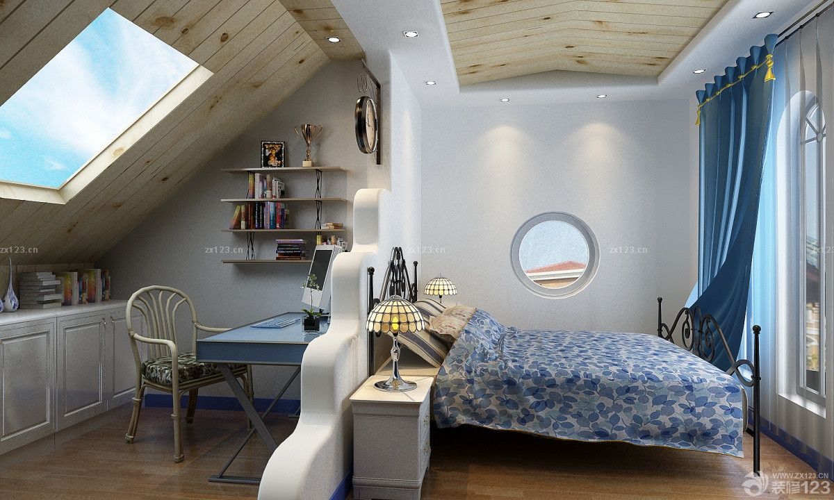 地中海风格小户型阁楼装饰设计效果图片大全2025