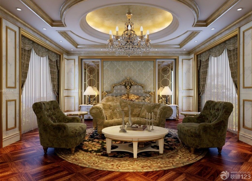 欧式风格别墅卧室木纹仿古瓷砖铺贴图片