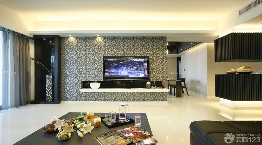2025现代设计风格大客厅室内电视背景墙装修图片