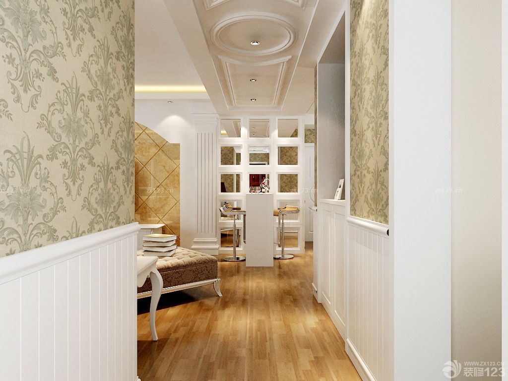 140平米进门玄关浅褐色木地板图