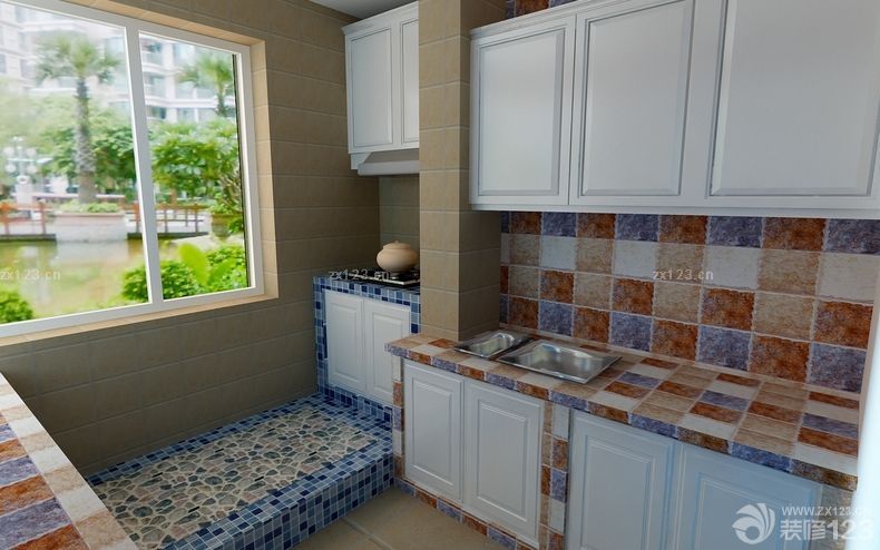 最新地中海风格瓷砖厨房效果图