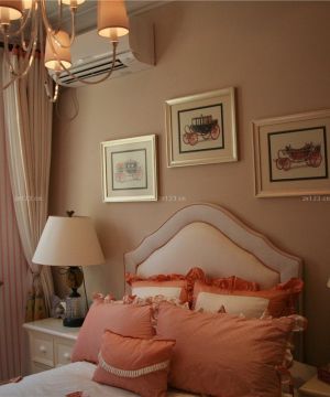 小型卧室台灯田园风格床搭配图片