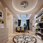 进门玄关圆形吊顶水晶灯装修效果图