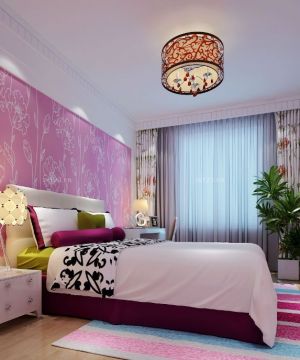 现代风格颜色搭配15平米卧室背景墙壁纸图