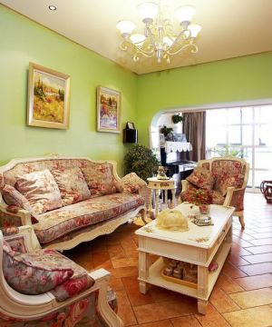 最新欧式田园风格家装客厅多人沙发设计案例欣赏