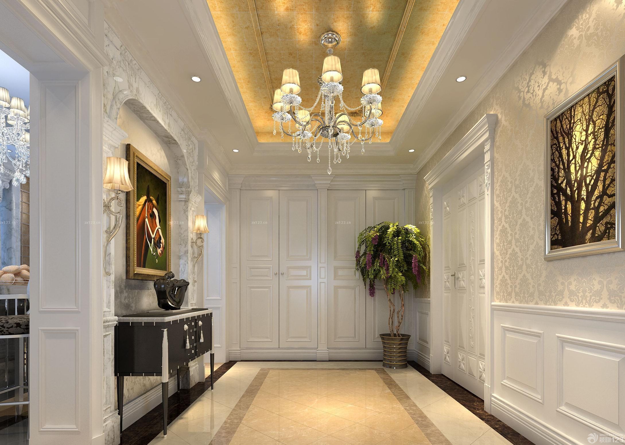 最新进门玄关室内背景墙装饰图