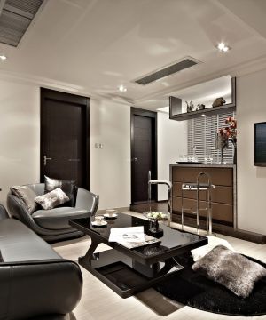 新古典主义小客厅玻璃茶几设计效果图