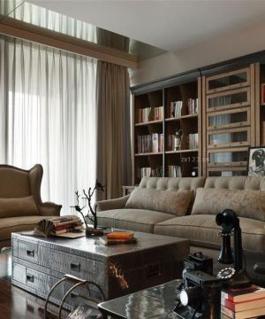 最新100平米房子户型现代美式客厅窗帘设计图片