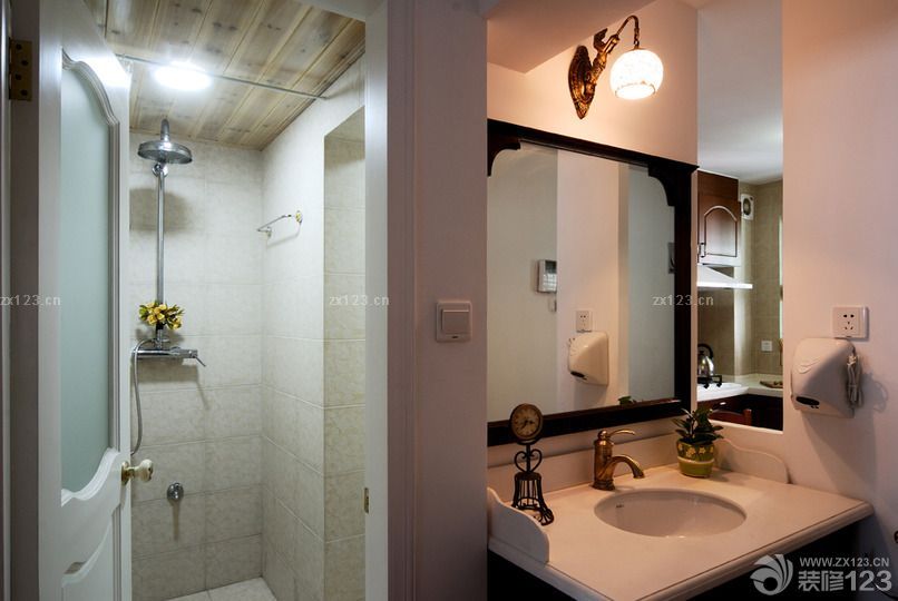 110平米田园风格卫生间设计效果图大全