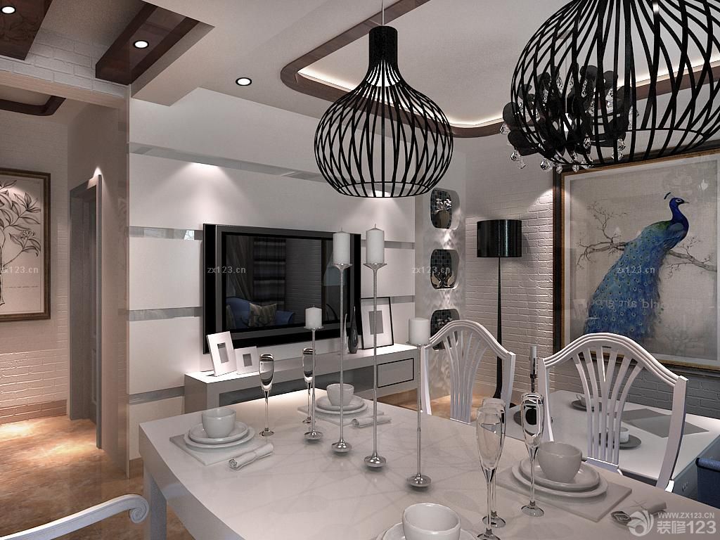 85平米地中海风格餐厅吊顶设计效果图欣赏