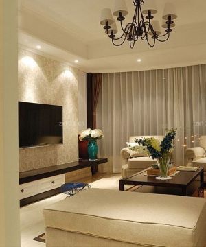 88平米现代美式客厅隔断设计效果图欣赏