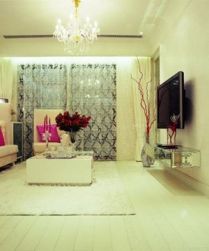 120平现代客厅窗帘装修效果图