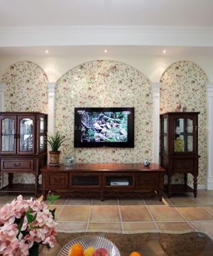 140平米户型家装客厅电视柜电视背景墙图片欣赏