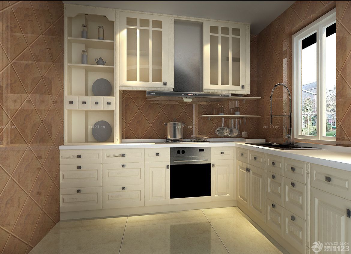 95平米厨房装饰白色橱柜效果图片