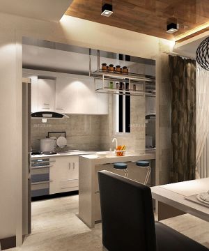 最新100平米厨房吧台简约吊灯设计图片