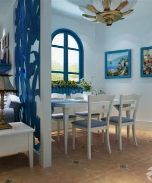 地中海风格客厅与餐厅隔断设计图片