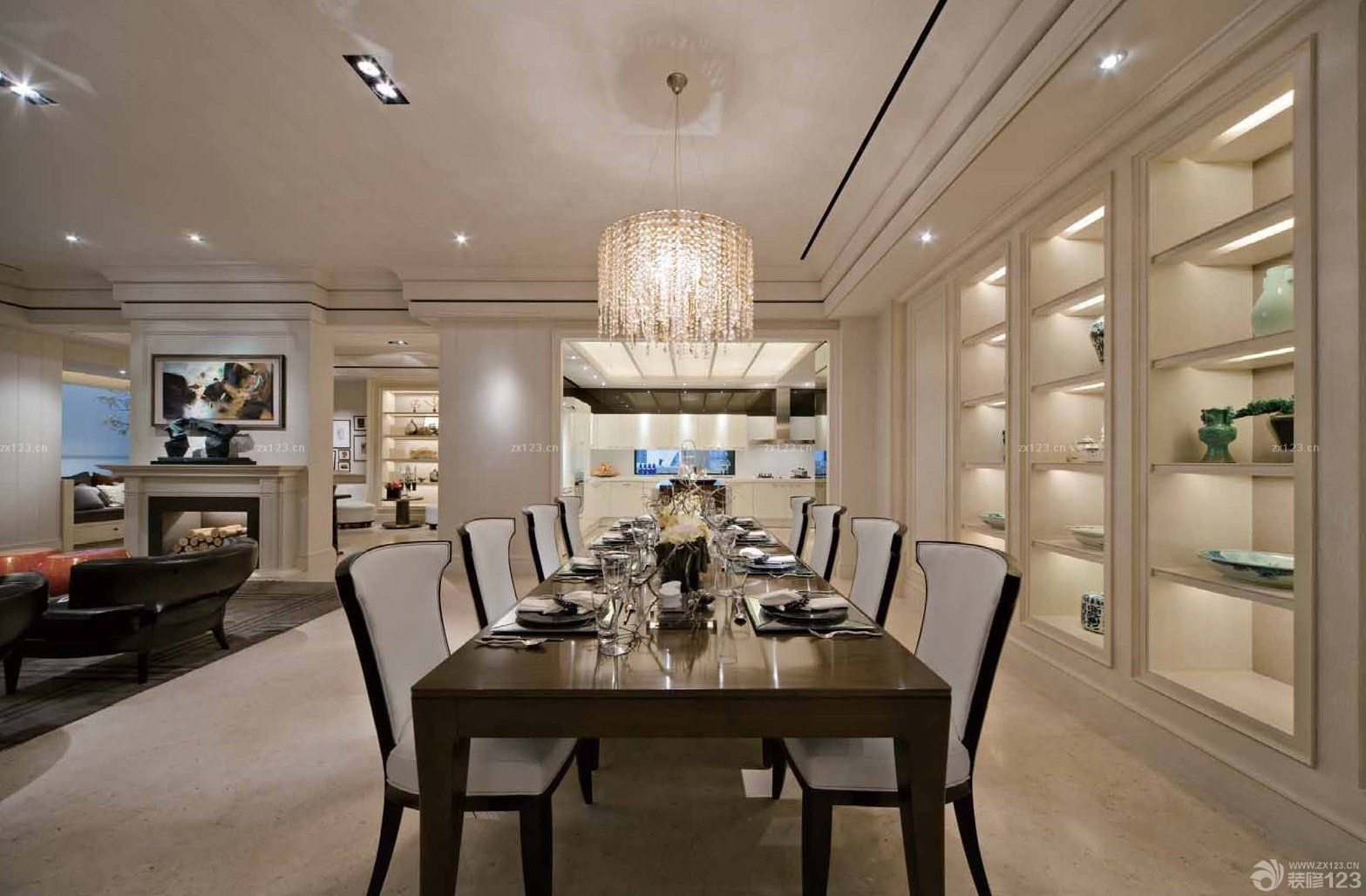 最新2025餐厅吊顶博古架效果图