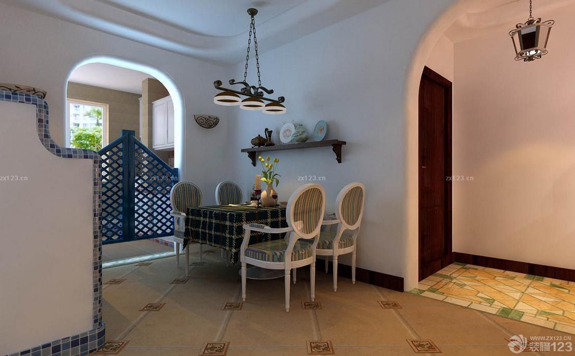 80平方米地中海风格餐厅灯具效果图