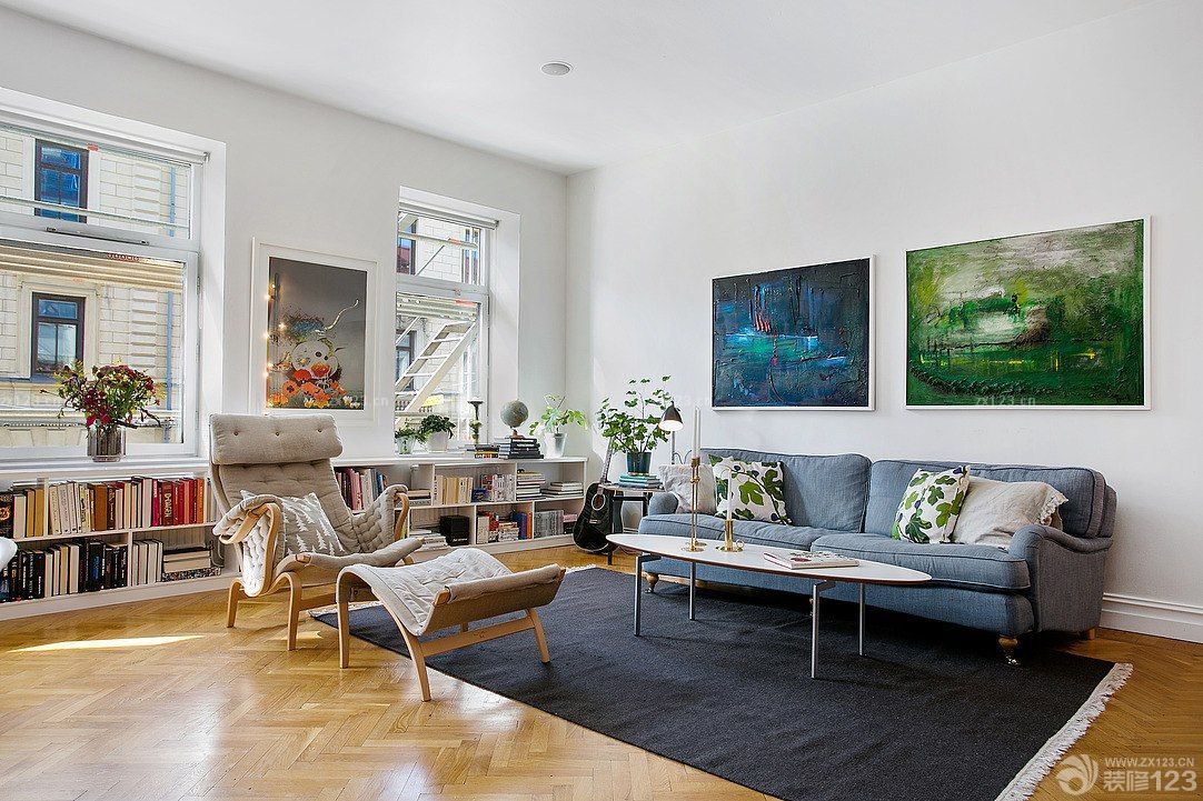 80平米二居北欧风格室内客厅装修图片大全