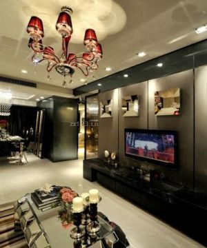 90平米混搭风格室内电视背景墙装修案例大全