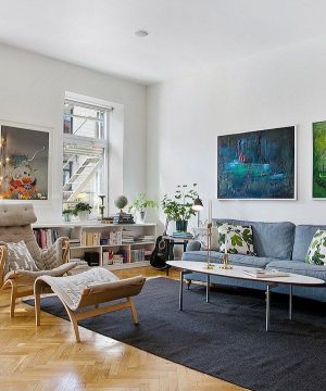 80平米二居北欧风格室内客厅装修图片大全