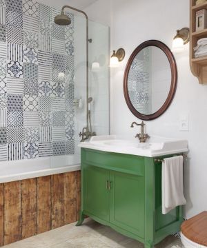 110平米家装卫生间浴室瓷砖拼花贴图装修图片