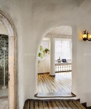 地中海风格房屋拱形门洞浴室玻璃隔断设计效果图欣赏