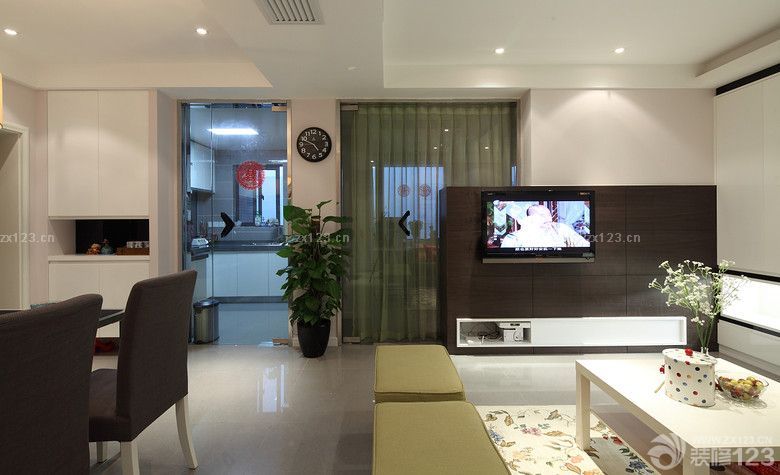 小户型现代简约风格客厅餐厅一体效果图