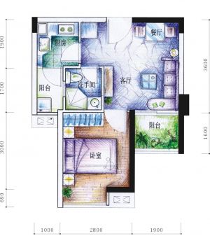 最新小户型阳台改厨房平面图布局