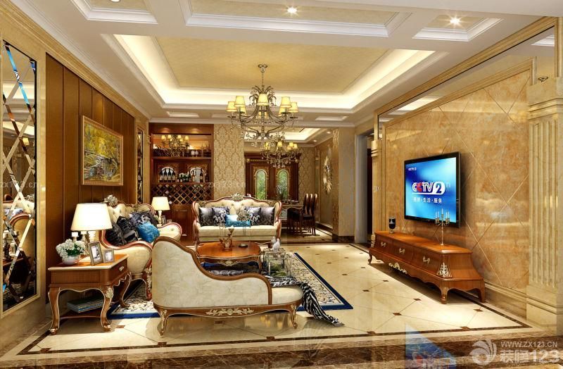 最新简欧风格时尚客厅酒柜效果图