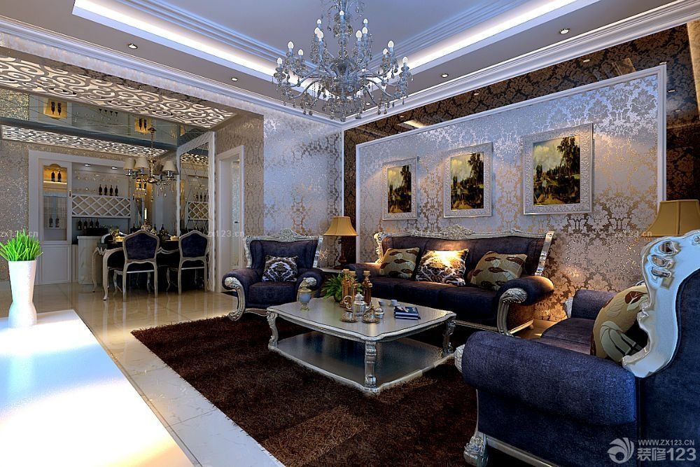 80平米奢华小户型客厅吊顶效果图