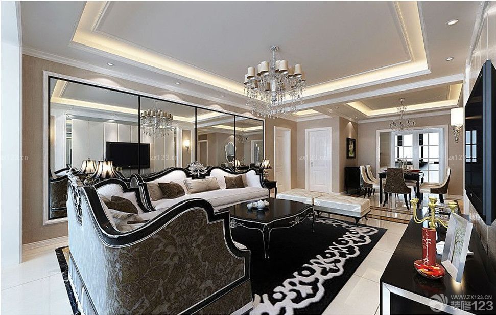 2025最新奢华小户型客厅墙面颜色装修图片