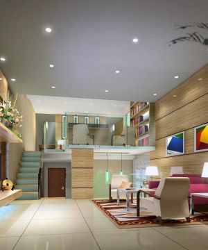 最新90平小复式简约风格电视墙装修效果图欣赏