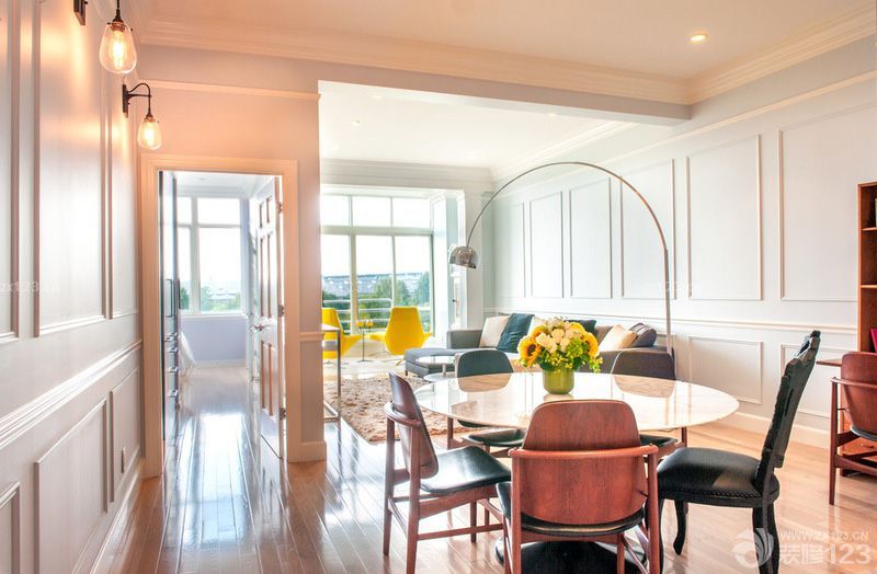 最新北欧风格客厅餐厅一体装修效果图