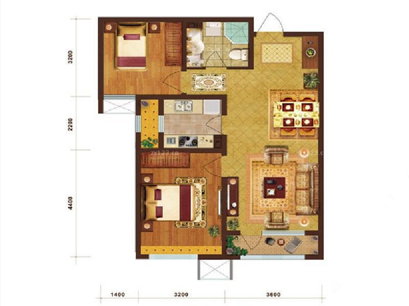 2025二室二厅一卫户型图