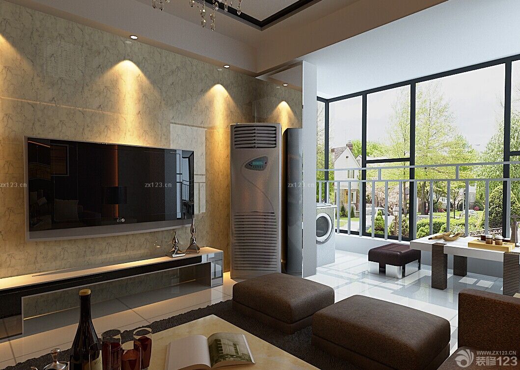 2025简约风格家庭客厅装饰图