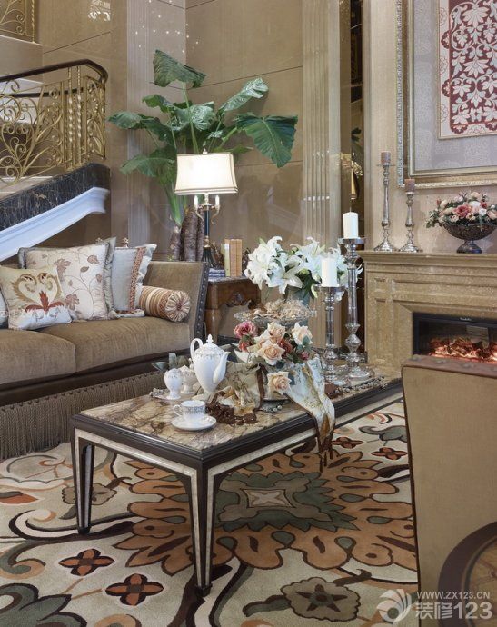 2025家庭客厅混合材质茶几效果图