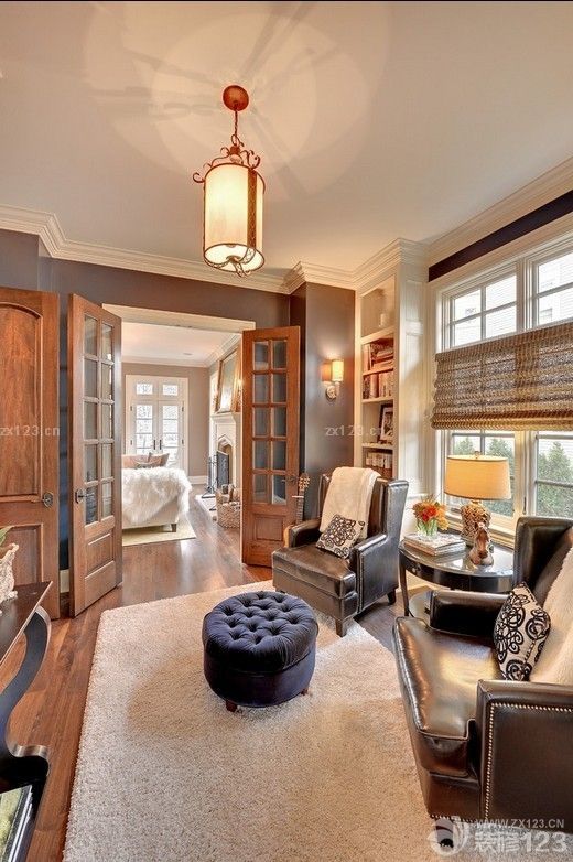 美式客厅真皮沙发装修效果图大全2025图