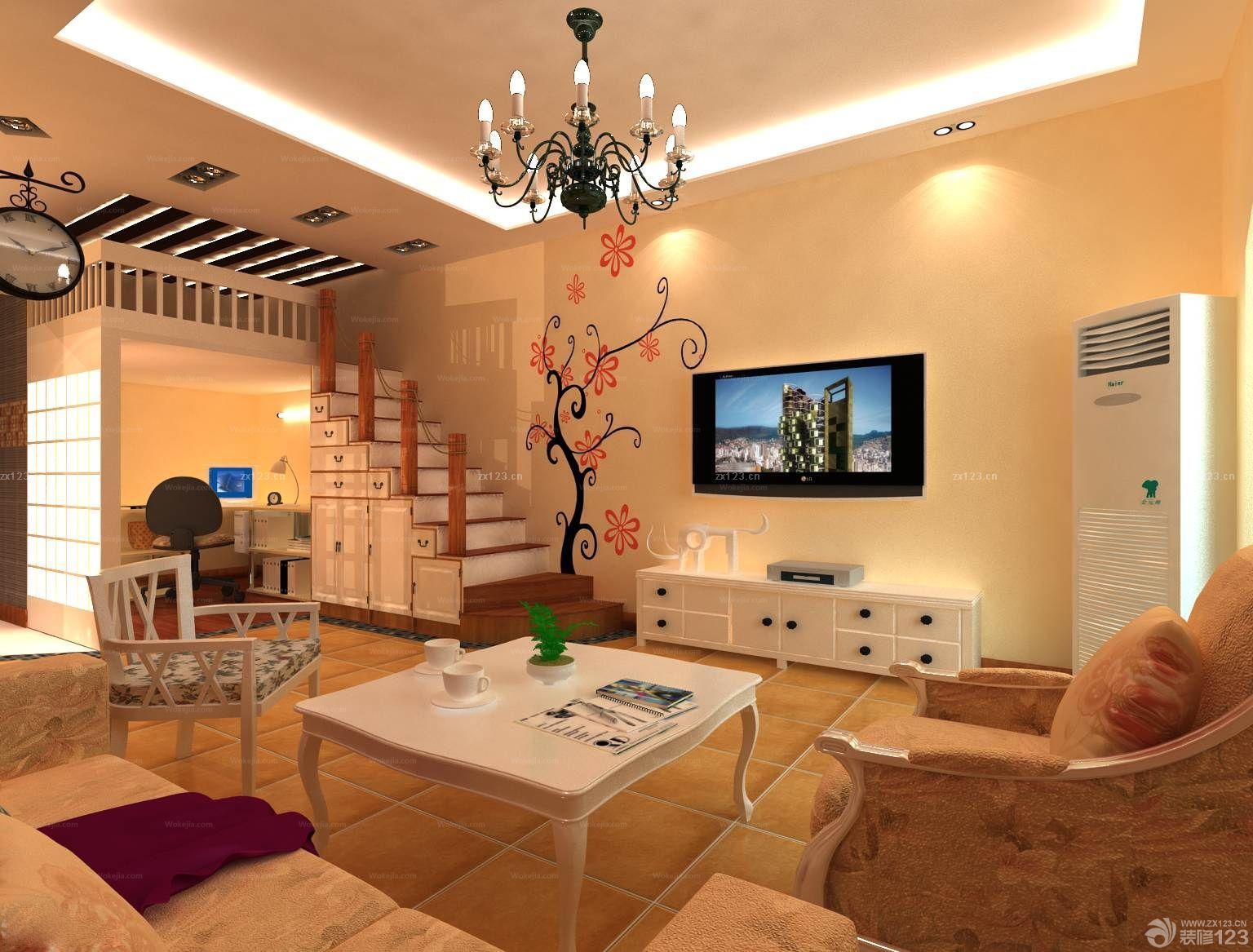 2025简欧混搭风格一室一厅大厅暖色调装修效果图