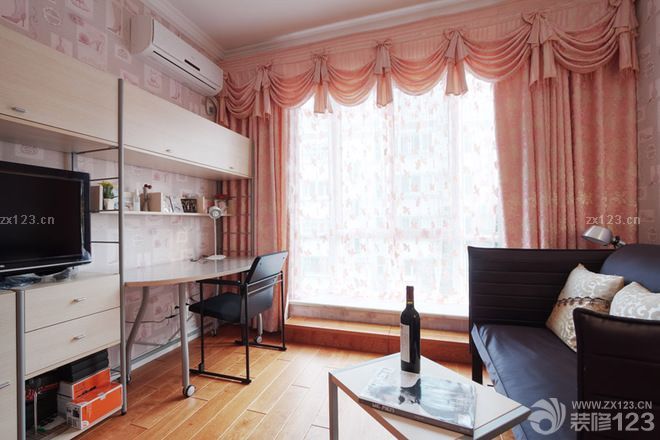 书房粉色窗帘装修效果图大全2025图片