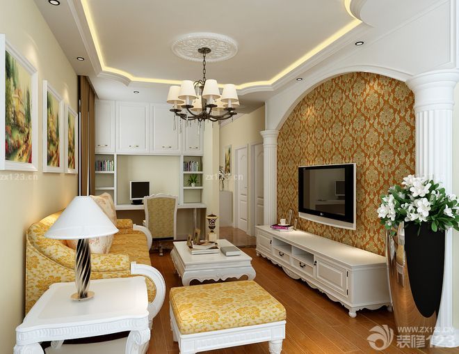 欧美小户型一室一厅电视背景墙装修图片大全