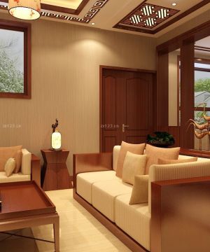 中式简约风格新房客厅装修效果图欣赏2023