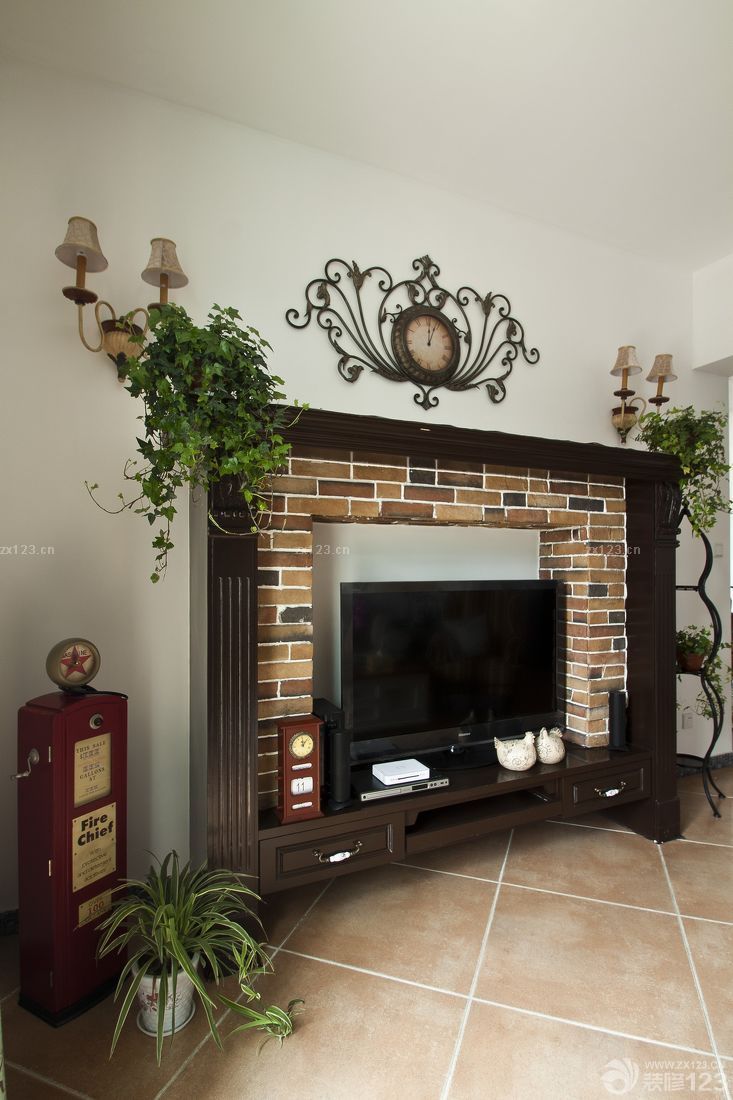 简约田园风格田园风格电视柜装修效果图片大全