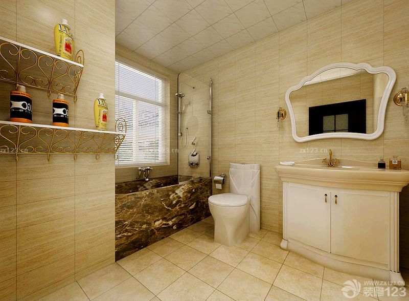 瓷砖简欧风格厕所装修实景图欣赏