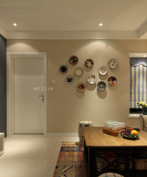 70平小户型暗厅田园风格电视柜设计效果图