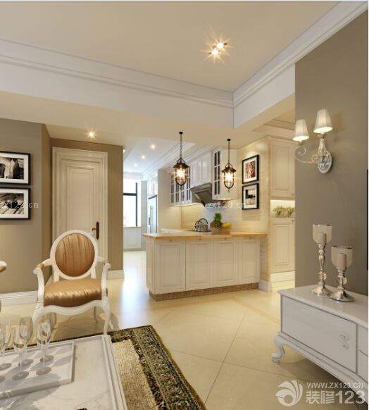 最新简欧混搭风格家居厨房吧台隔断实景图
