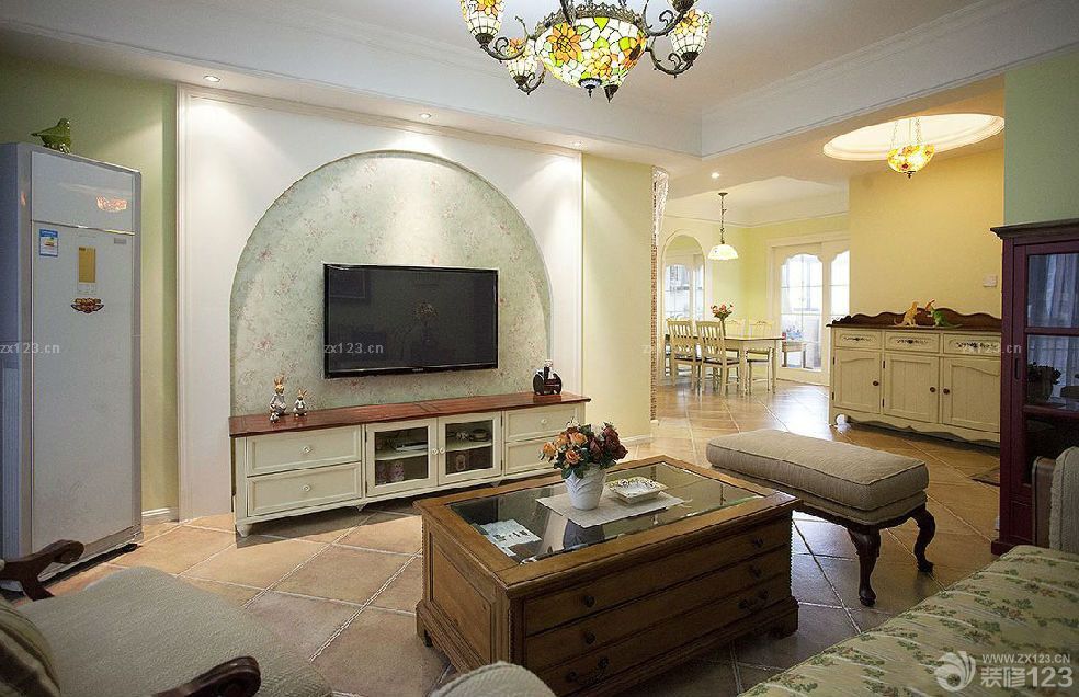 2025木质简约美式家具美式电视背景墙装修图片