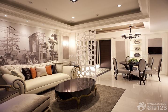 2025混搭风格客厅隔断设计装修图片