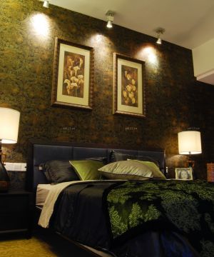 12平米卧室美式壁纸装修图片