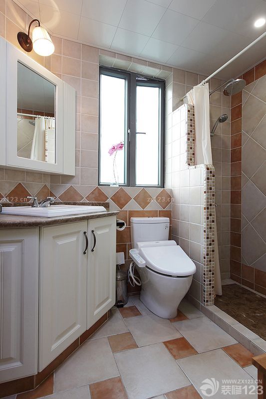 最新美式风格卫生间瓷砖拼花贴图